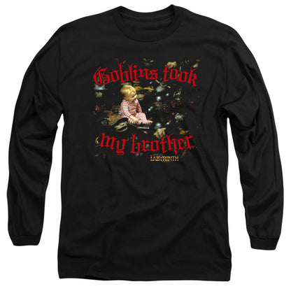 Labyrinth Goblins Took My Brother Mens Long Sleeve Shirt Black Officially Licensed Officially Licensed
