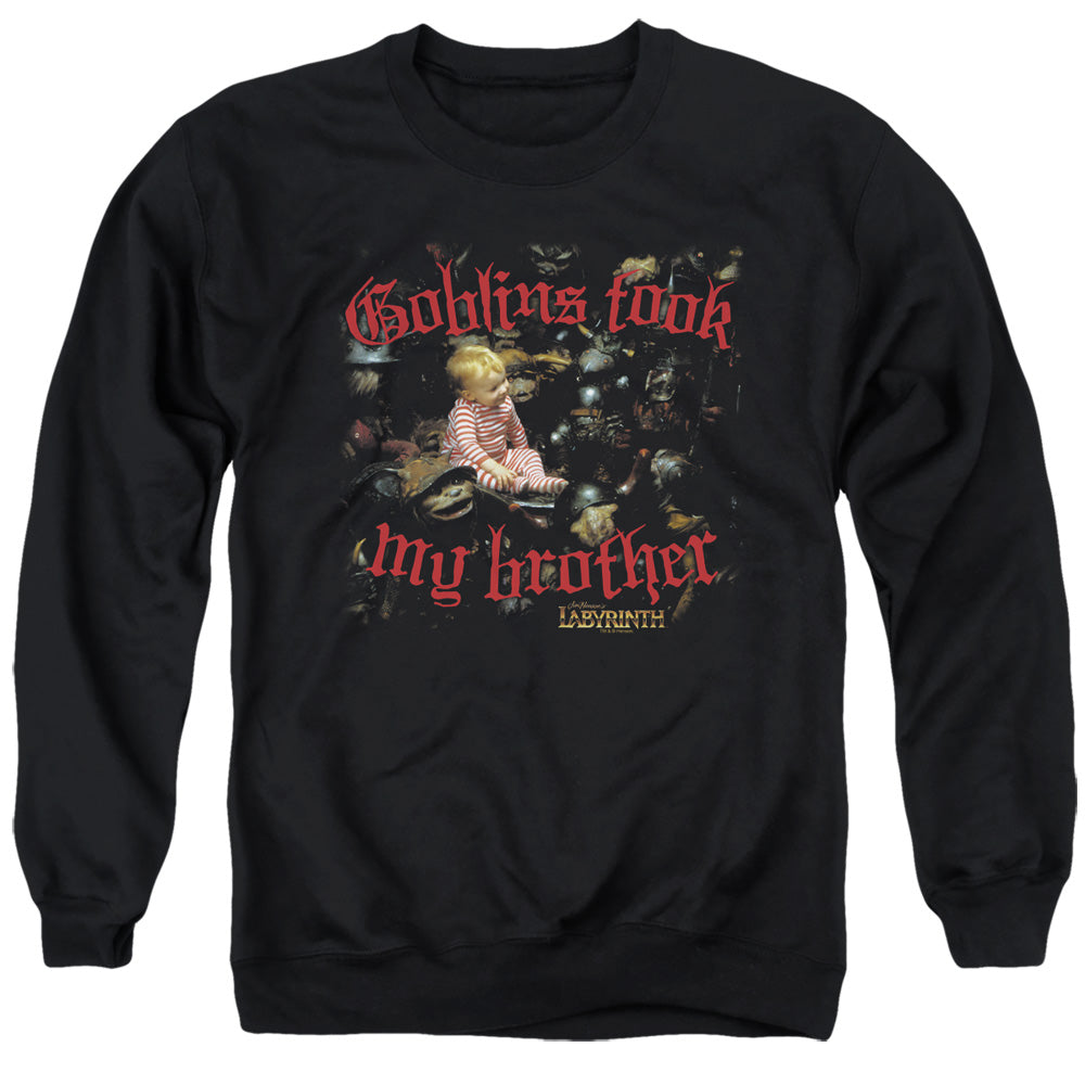 Labyrinth Goblins Took My Brother Mens Crewneck Sweatshirt Black Officially Licensed