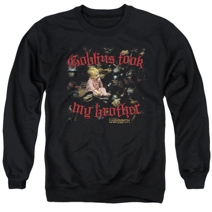Labyrinth Goblins Took My Brother Mens Crewneck Sweatshirt Black Officially Licensed