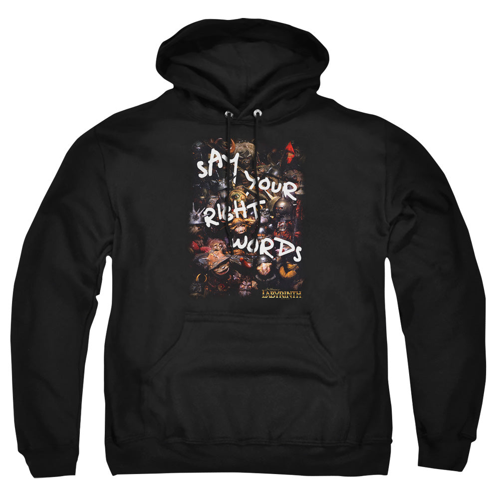 Labyrinth Right Words Mens Hoodie Black Officially Licensed
