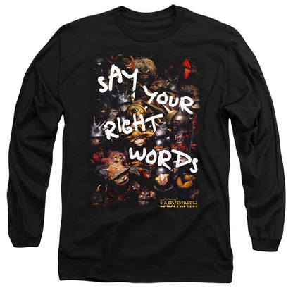 Labyrinth Right Words Mens Long Sleeve Shirt Black Officially Licensed Officially Licensed