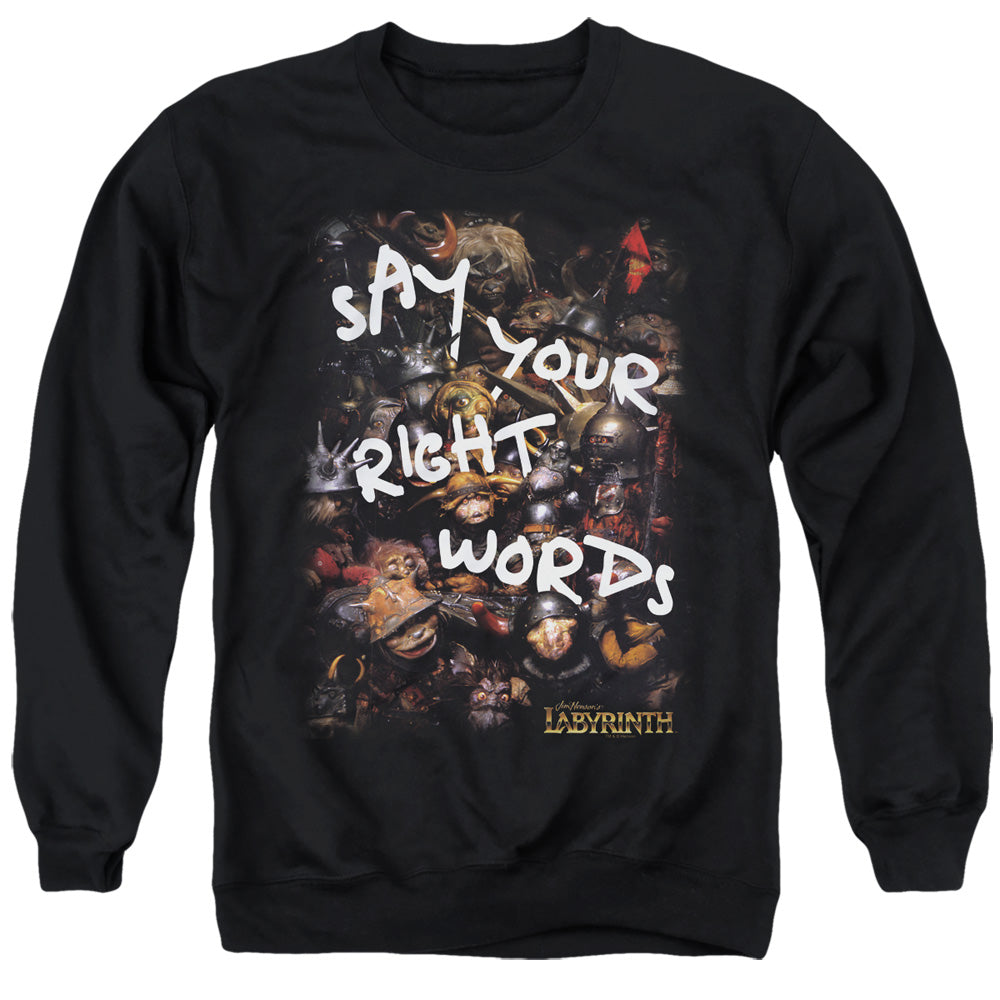 Labyrinth Right Words Mens Crewneck Sweatshirt Black Officially Licensed