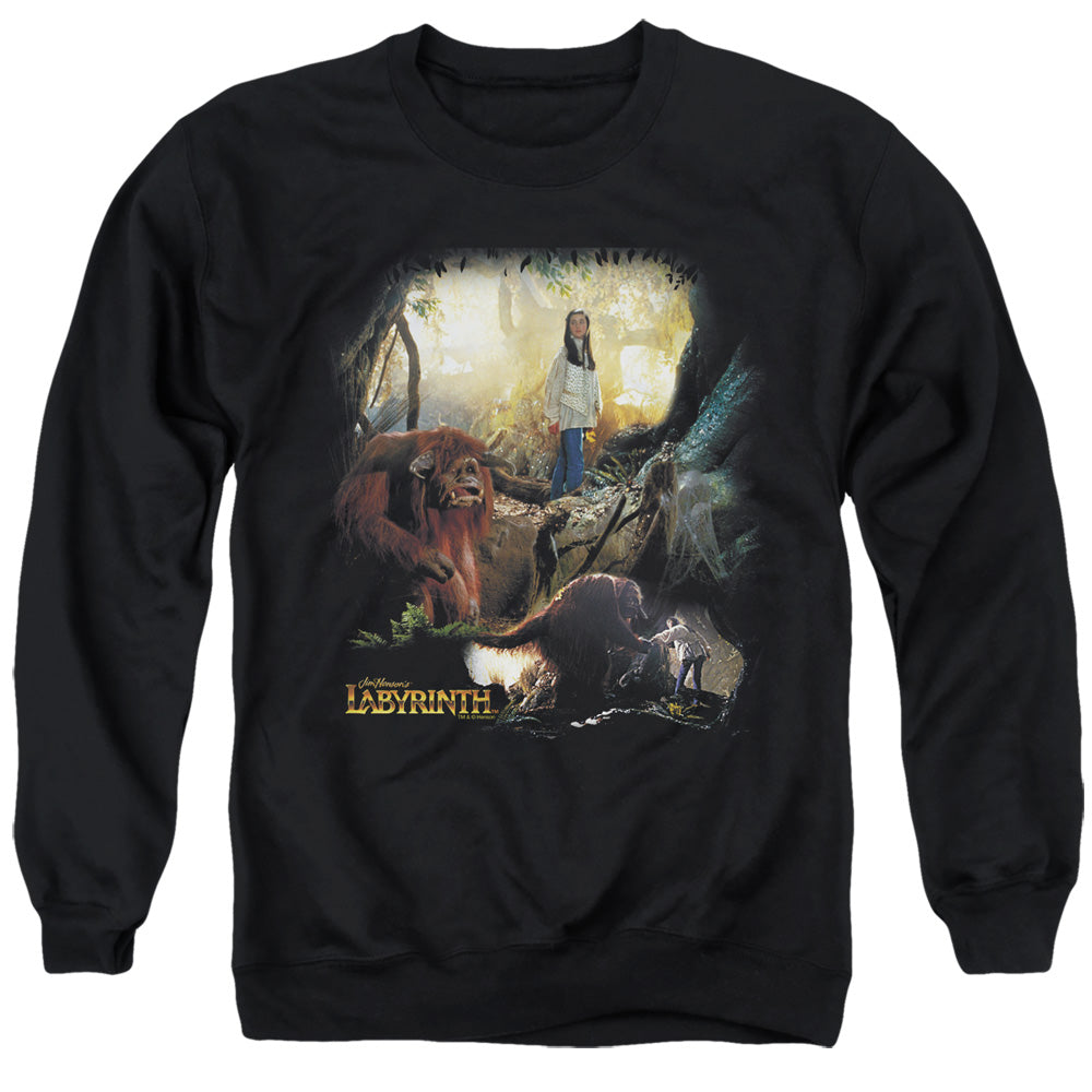 Labyrinth Sarah &Amp; Ludo Mens Crewneck Sweatshirt Black Officially Licensed