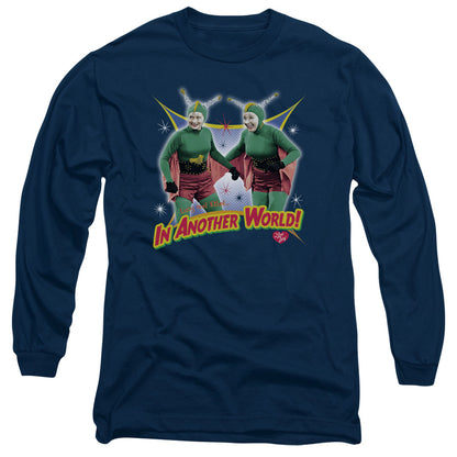 I Love Lucy In Another World Mens Long Sleeve Shirt Navy Officially Licensed