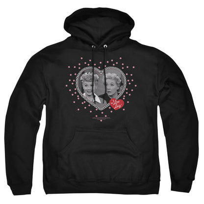 I Love Lucy Hearts And Dots Mens Hoodie Black Officially Licensed