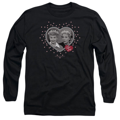 I Love Lucy Hearts And Dots Mens Long Sleeve Shirt Black Officially Licensed Officially Licensed