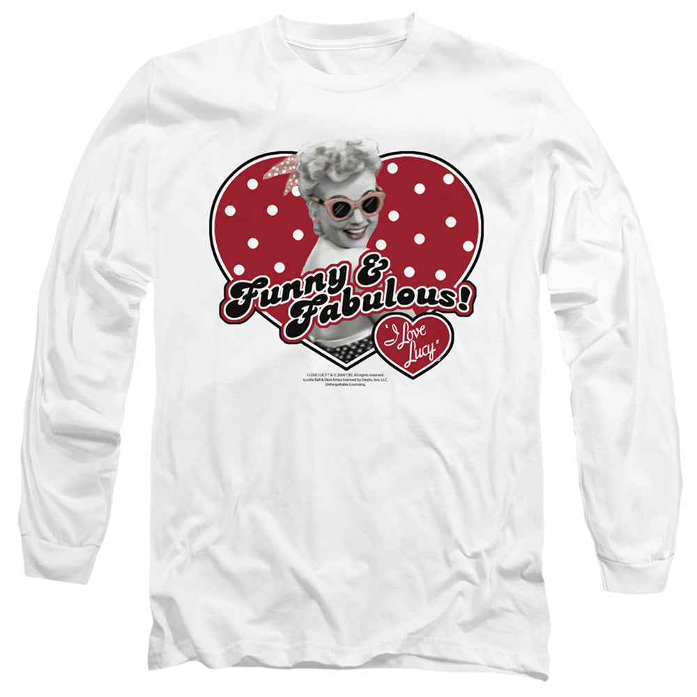 I Love Lucy Funny & Fabulous Mens Long Sleeve Shirt White Officially Licensed