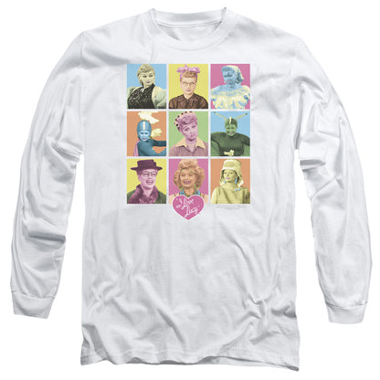 I Love Lucy So Many Faces Mens Long Sleeve Shirt White Officially Licensed Officially Licensed