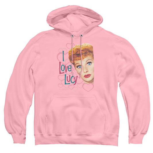 I Love Lucy Open Hearts Mens Hoodie Pink Officially Licensed