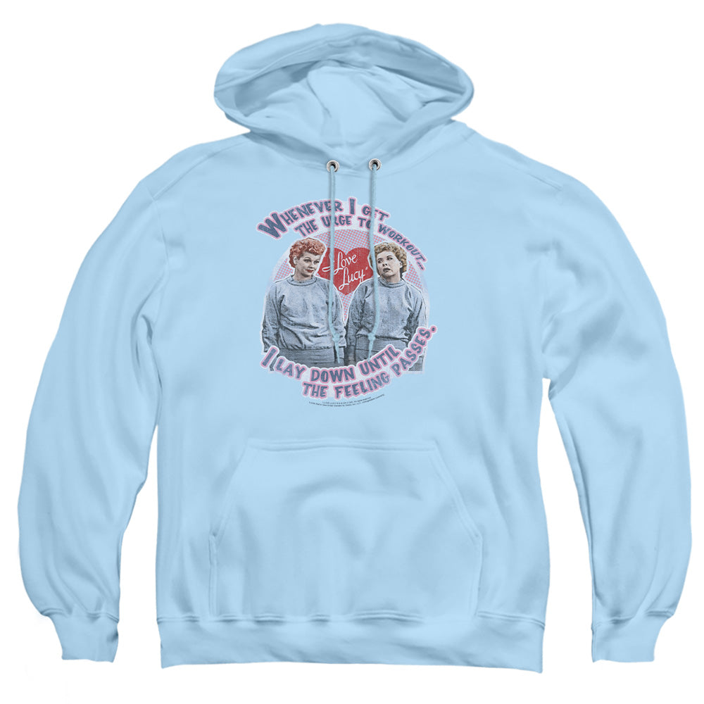 I Love Lucy Lucys Workout Mens Hoodie Light Blue Officially Licensed