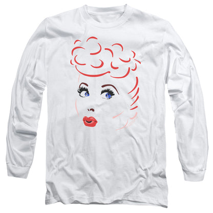I Love Lucy Lines Face Mens Long Sleeve Shirt White Officially Licensed Officially Licensed