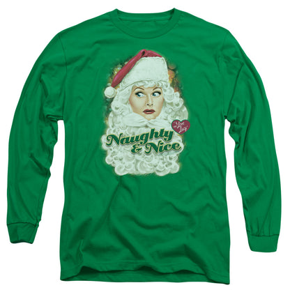 I Love Lucy Santa Mens Long Sleeve Shirt Kelly Green Officially Licensed Officially Licensed