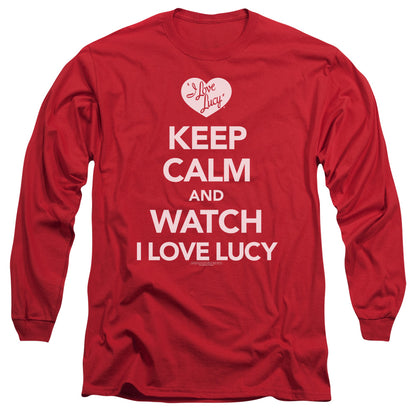 I Love Lucy Keep Calm And Watch Mens Long Sleeve Shirt Red Officially Licensed Officially Licensed