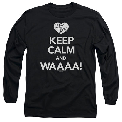 I Love Lucy Keep Calm Waaa Mens Long Sleeve Shirt Black Officially Licensed Officially Licensed