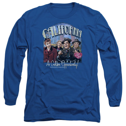 I Love Lucy Golden Opportunity Mens Long Sleeve Shirt Royal Blue Officially Licensed