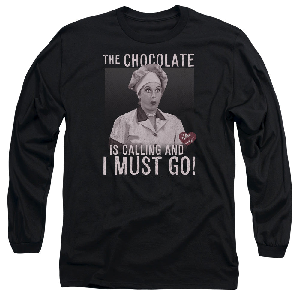 I Love Lucy Chocolate Calling Mens Long Sleeve Shirt Black Officially Licensed Officially Licensed