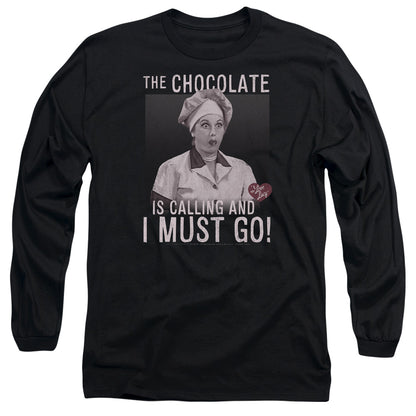 I Love Lucy Chocolate Calling Mens Long Sleeve Shirt Black Officially Licensed Officially Licensed