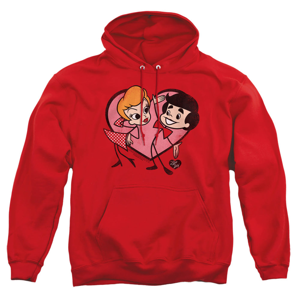 I Love Lucy Cartoon Love Mens Hoodie Red Officially Licensed