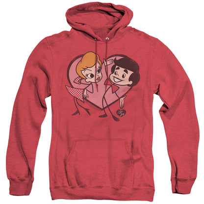 I Love Lucy Cartoon Love Heather Mens Hoodie Red Officially Licensed