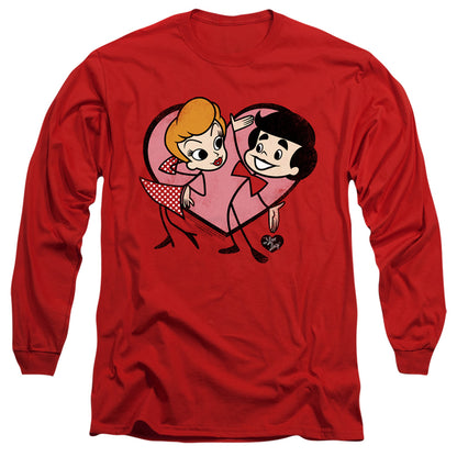 I Love Lucy Cartoon Love Mens Long Sleeve Shirt Red Officially Licensed Officially Licensed