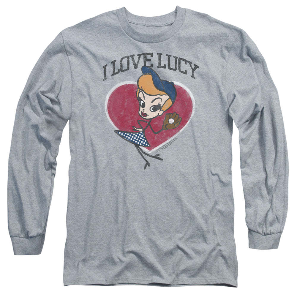 I Love Lucy Baseball Diva Mens Long Sleeve Shirt Athletic Heather Officially Licensed Officially Licensed