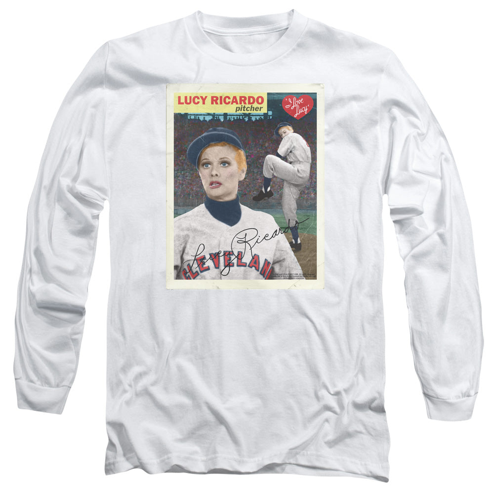 I Love Lucy Trading Card Mens Long Sleeve Shirt White Officially Licensed Officially Licensed