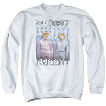 I Love Lucy Seriously Cannot Mens Crewneck Sweatshirt White Officially Licensed