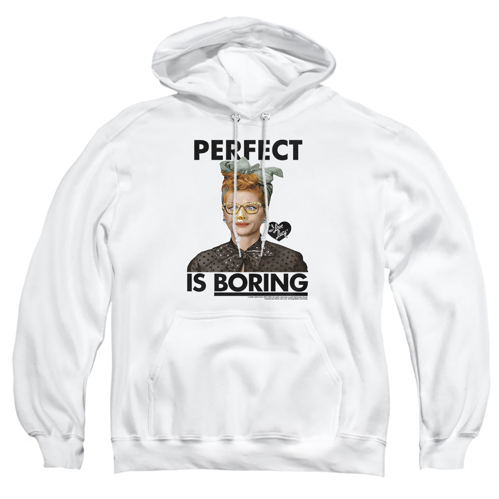 I Love Lucy Perfect Is Boring Mens Hoodie White Officially Licensed