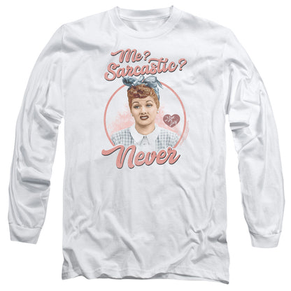 I Love Lucy Sarcastic Mens Long Sleeve Shirt White Officially Licensed Officially Licensed