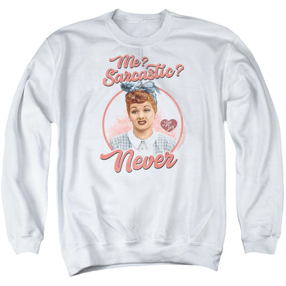 I Love Lucy Sarcastic Mens Crewneck Sweatshirt White Officially Licensed