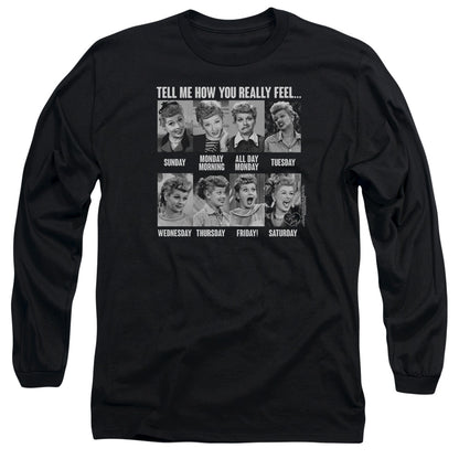 I Love Lucy 8 Days A Week Mens Long Sleeve Shirt Black Officially Licensed Officially Licensed