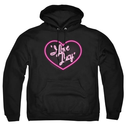 I Love Lucy Neon Logo Mens Hoodie Black Officially Licensed