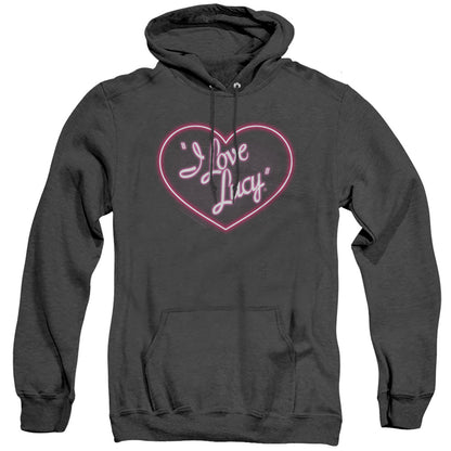 I Love Lucy Neon Logo Heather Mens Hoodie Black Officially Licensed