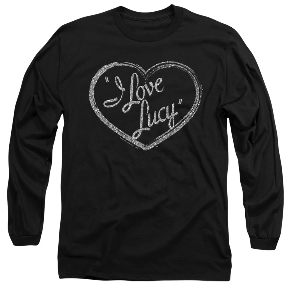 I Love Lucy Glitter Logo Mens Long Sleeve Shirt Black Officially Licensed