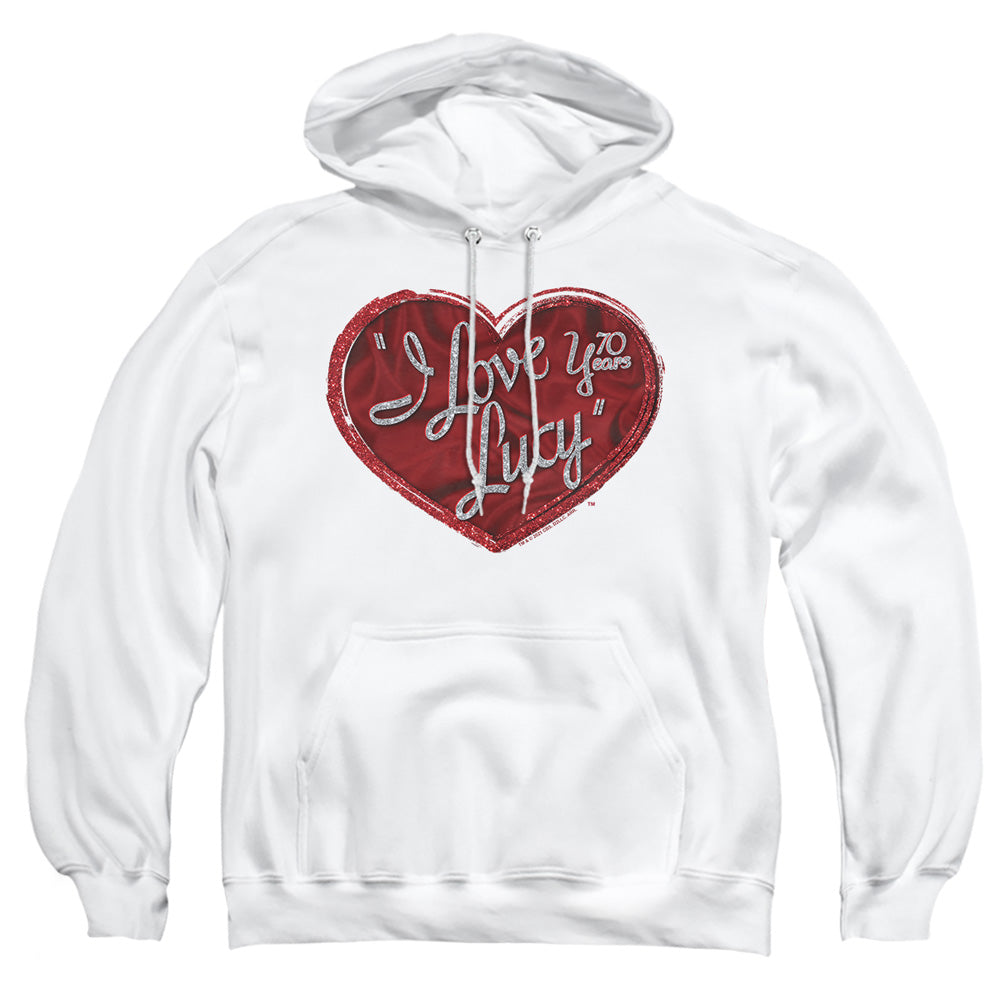 I Love Lucy Red Glitter 75 Mens Hoodie White Officially Licensed