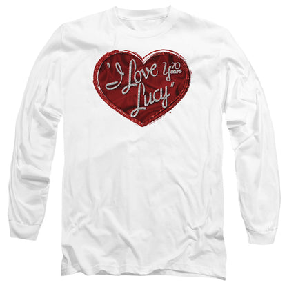 I Love Lucy Red Glitter 75 Mens Long Sleeve Shirt White Officially Licensed