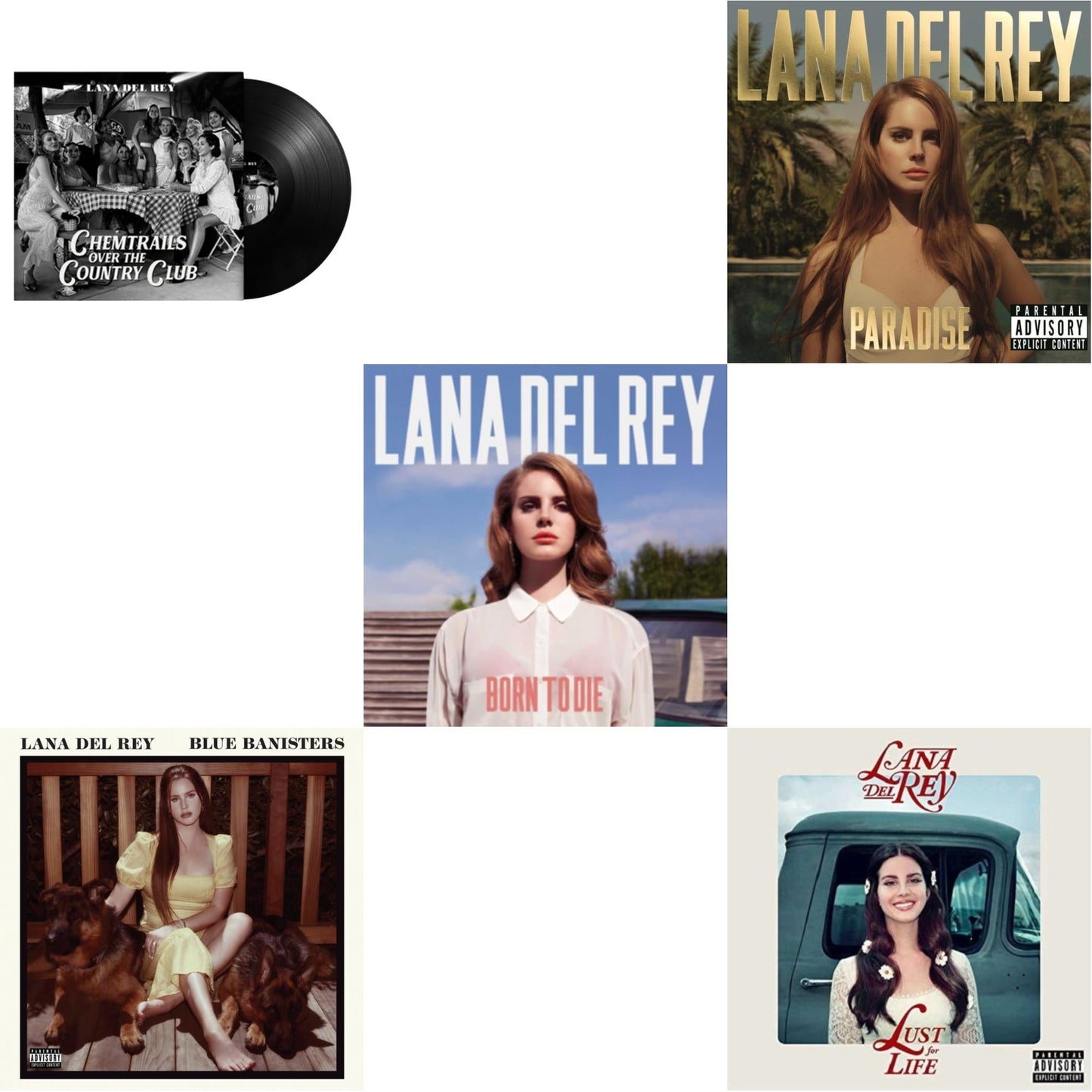 Lana Del Rey - Chemtrails Over The Country Club & Blue Banisters (2LP) & Born To Die & Paradise & Lust For Life