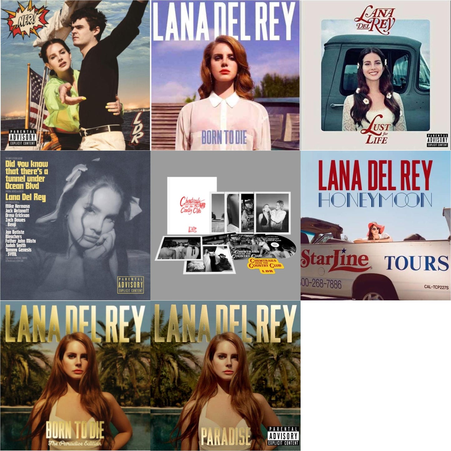 Lana Del Rey - Nfr! & Born To Die & Lust For Life & Did You Know That There’S A Tunnel Under Ocean Blvd (X) & Chemtrails Over The Country Club (CD Box Set) & Honeymoon & Born To Die (Paradise Edition) & Paradise