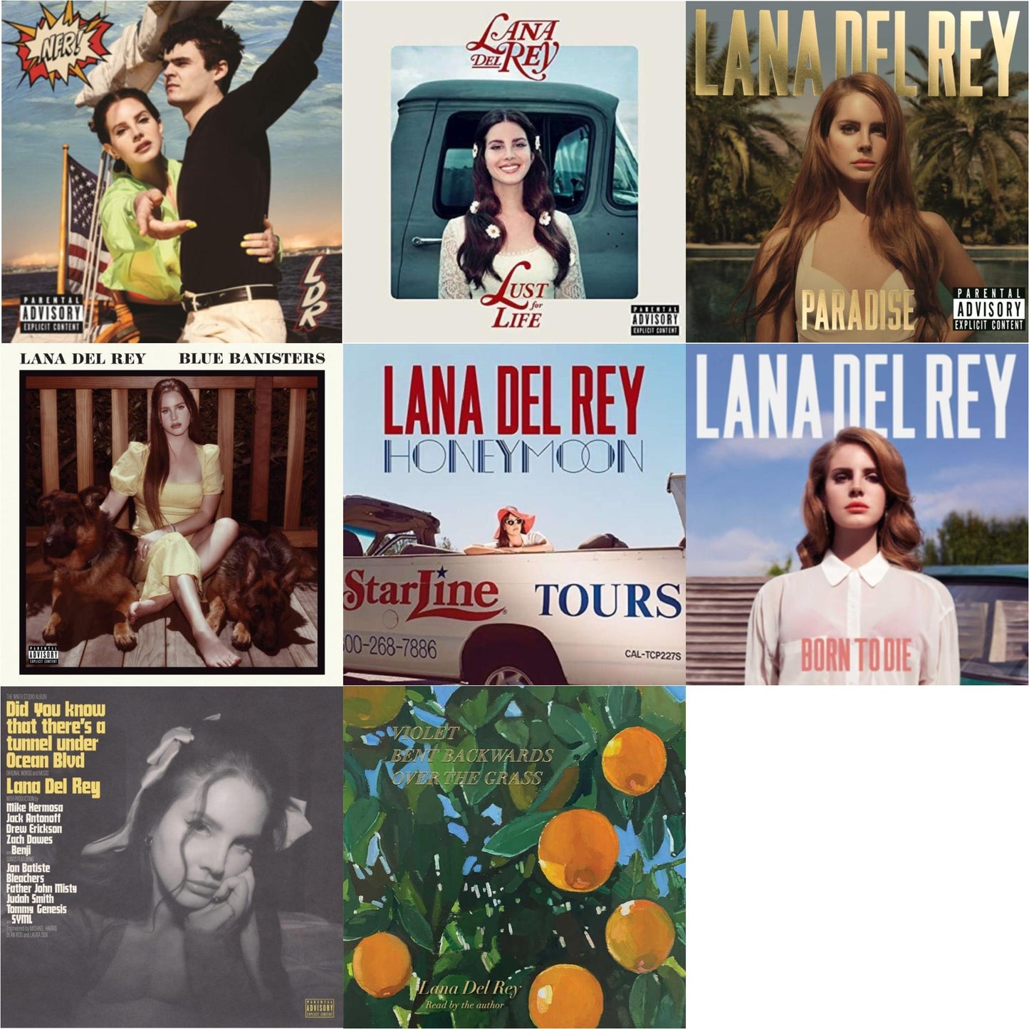 Lana Del Rey - Blue Banisters (2LP) & Did You Know That There’S A Tunnel Under Ocean Blvd (X) (2LP/180G) & Violet Bent Backwards Over The Grass (180G) & Nfr! (2LP) & Born To Die & Paradise & Honeymoon & Lust For Life