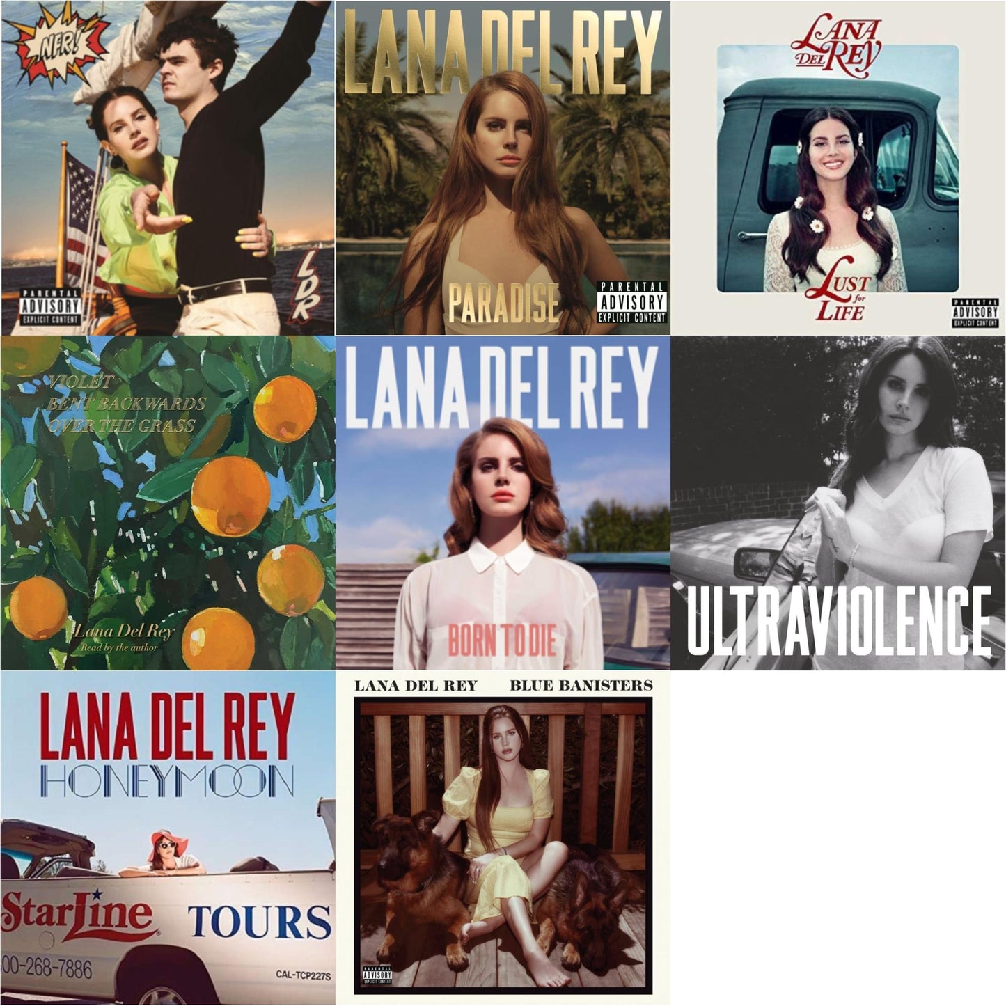 Lana Del Rey - Blue Banisters (2LP) & Violet Bent Backwards Over The Grass (180G) & Nfr! (2LP) & Born To Die & Paradise & Ultraviolence & Honeymoon & Lust For Life