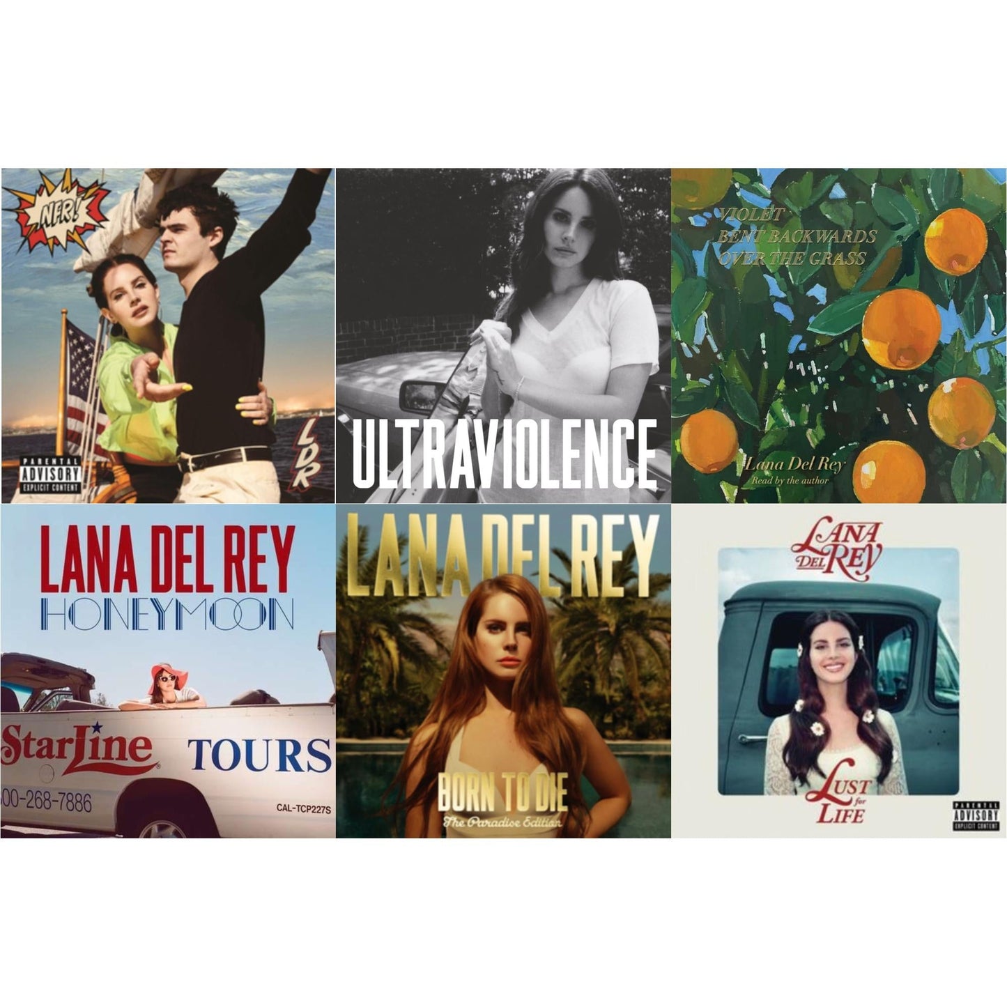 Lana Del Rey - Violet Bent Backwards Over The Grass & Nfr! & Born To Die (Paradise Edition) & Ultraviolence & Honeymoon & Lust For Life - CD Bundle