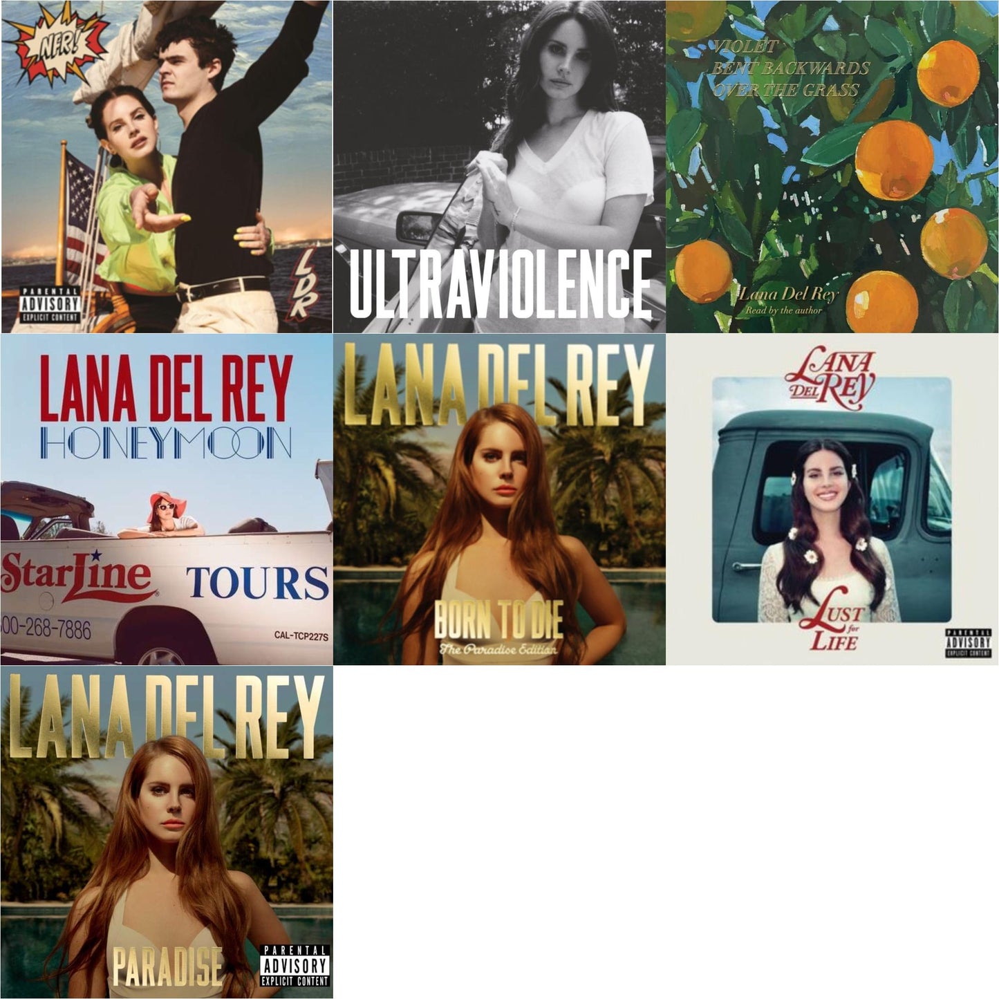 Lana Del Rey - Nfr! & Ultraviolence & Violet Bent Backwards Over The Grass & Honeymoon & Born To Die (Paradise Edition) & Lust For Life & Paradise - CD Bundle