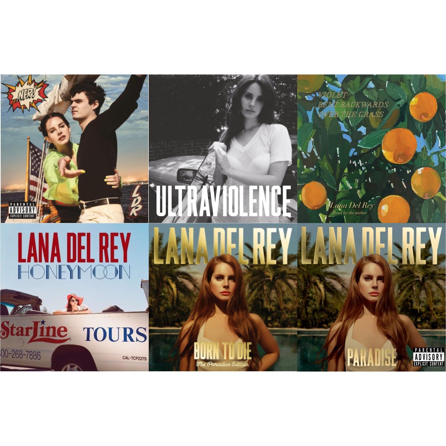 Lana Del Rey - Violet Bent Backwards Over The Grass & Nfr! & Born To Die (Paradise Edition) & Paradise & Ultraviolence & Honeymoon - CD Bundle