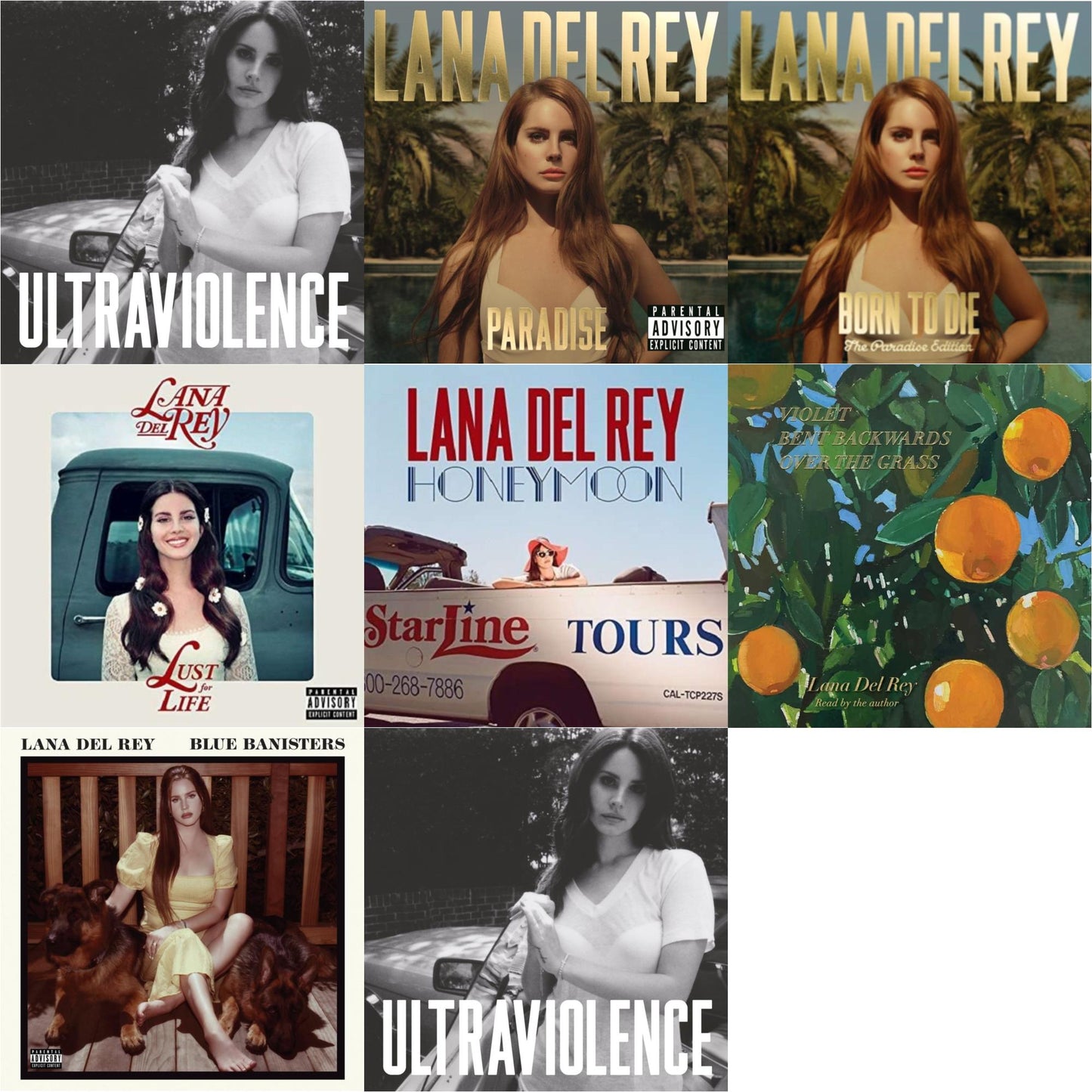 Lana Del Rey - Blue Banisters (2LP) & Violet Bent Backwards Over The Grass (180G) & Born To Die (Paradise Edition) (Only The Bonus Material) & Paradise & Ultraviolence & Ultraviolence & Honeymoon & Lust For Life