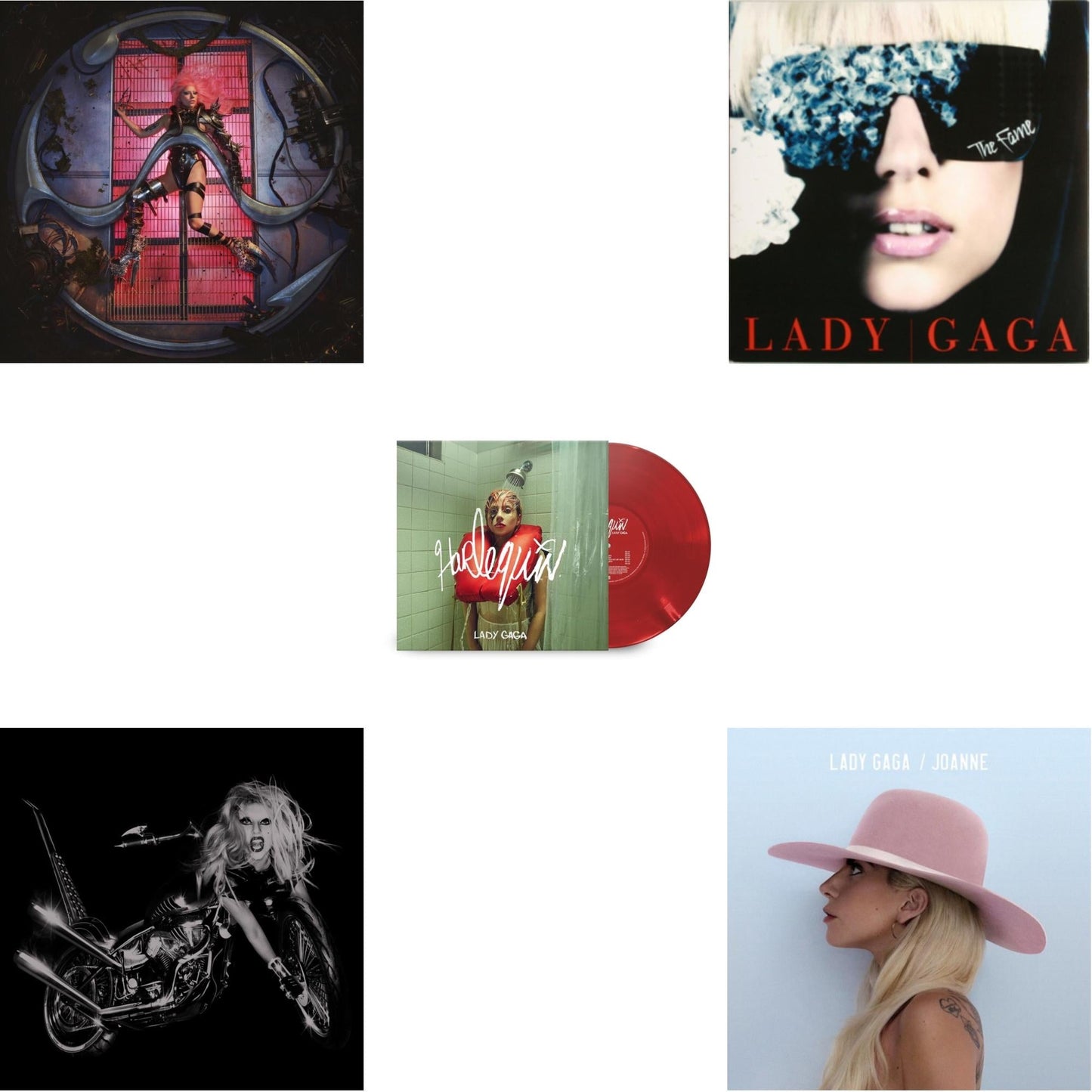 Lady Gaga - Chromatica (180G) & Born This Way - The Tenth Anniversary (3LP) & Harlequin (Red LP Vinyl) & Fame & Joanne