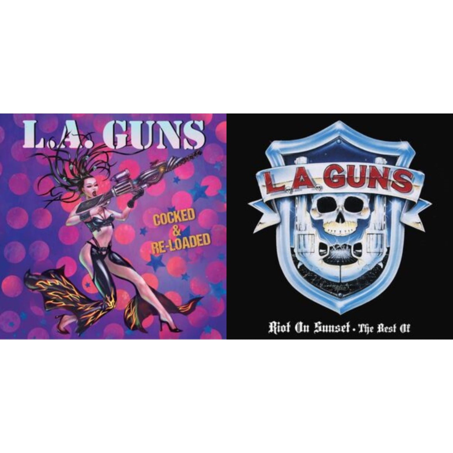L.A. Guns - Cocked & Reloaded (Purple/White LP Vinyl) & Riot On Sunset - The Best Of (Purple LP Vinyl)