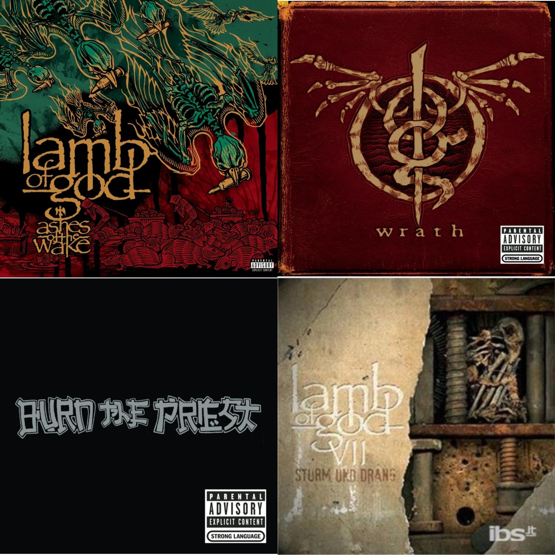 Lamb Of God - Ashes Of The Wake & Wrath & Burn The Priest & Vii: Sturm Und Drang (Exp) - CD Bundle