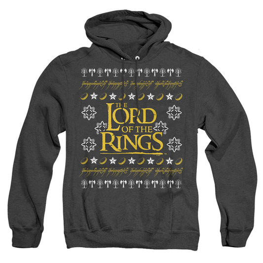 Lord Of The Rings Ugly Christmas Logo Heather Mens Hoodie Black Officially Licensed