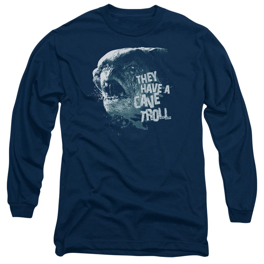 Lor Cave Troll Mens Long Sleeve Shirt Navy Officially Licensed