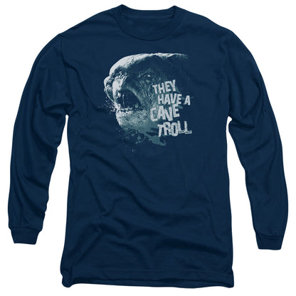 Lor Cave Troll Mens Long Sleeve Shirt Navy Officially Licensed